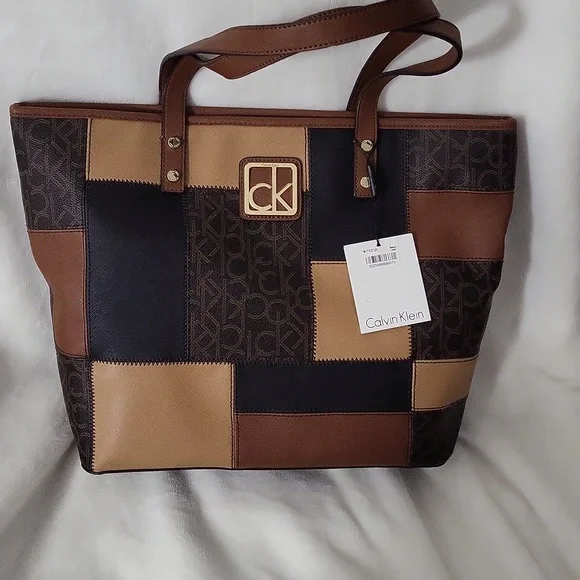 Calvin Klein Dark Brown Monogram Tote - Picture 3 of 11